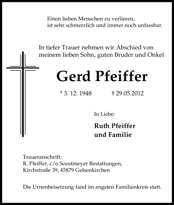 Traueranzeige von Gerd Pfeiffer von Tageszeitung