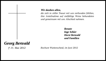 Traueranzeige von Georg Berwald von Tageszeitung