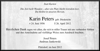 Traueranzeige von Karin Peters von Tageszeitung