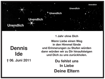Traueranzeige von Dennis Ide von Tageszeitung