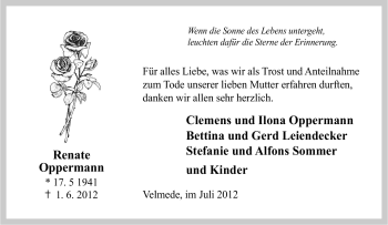 Traueranzeige von Renate Oppermann von Tageszeitung