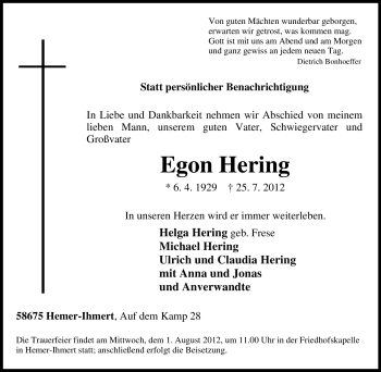 Traueranzeige von Egon Hering von Tageszeitung