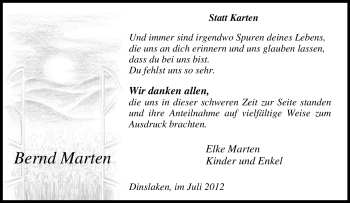 Traueranzeige von Bernd Marten von Tageszeitung