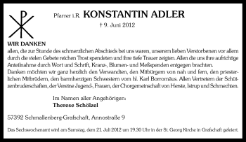 Traueranzeige von Konstantin Adler von Tageszeitung