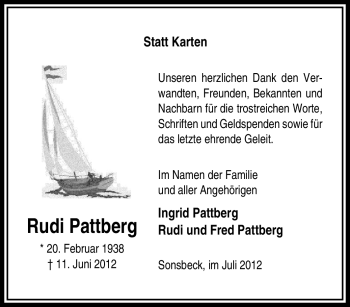 Traueranzeige von Rudi Unbekannt von Tageszeitung