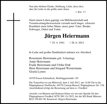 Traueranzeige von Jürgen Heiermann von Tageszeitung