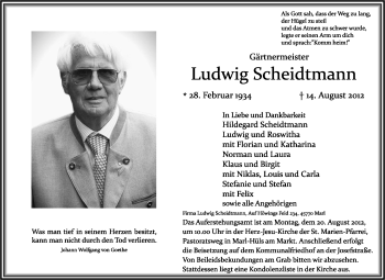 Traueranzeige von Ludwig Scheidtmann von Tageszeitung
