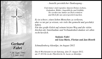 Traueranzeige von Gerhard Fabri von Tageszeitung