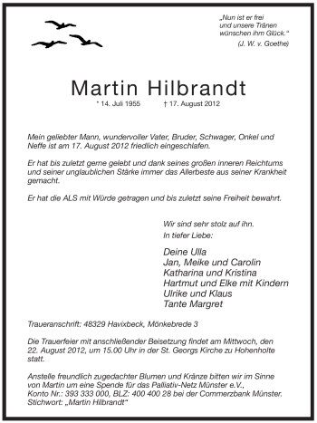 Traueranzeige von Martin Hilbrandt von Tageszeitung