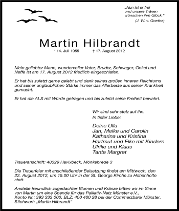 Traueranzeige von Martin Hilbrandt von Tageszeitung
