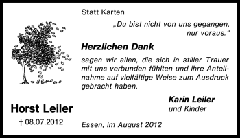 Traueranzeige von Horst Leiler von Tageszeitung