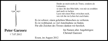 Traueranzeige von Peter Garzorz von Tageszeitung