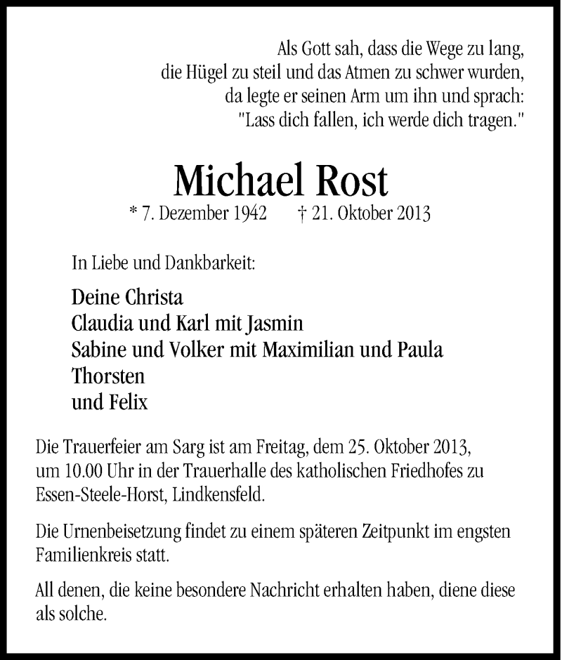 Traueranzeigen Von Michael Rost 