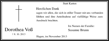 Traueranzeige von Dorothea Voß von Tageszeitung