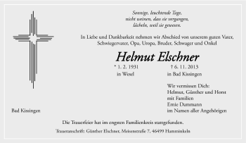 Traueranzeige von Helmut Elschner von Tageszeitung