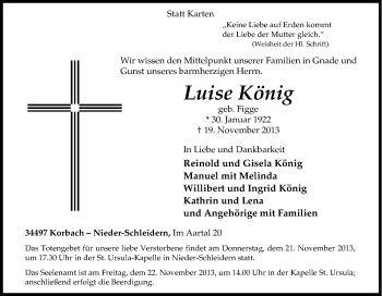 Traueranzeige von Luise König von Tageszeitung