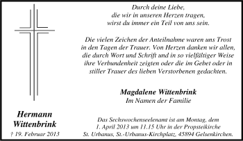 Traueranzeige von Hermann Wittenbrink von Tageszeitung