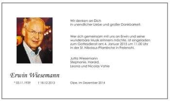 Traueranzeige von Erwin Abram von Tageszeitung