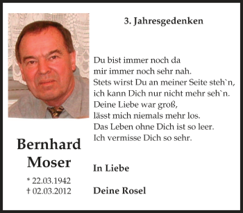 Traueranzeige von Bernhard Rickert von Tageszeitung