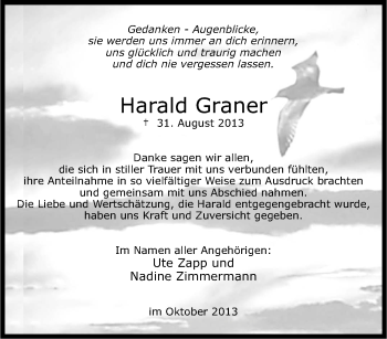 Traueranzeige von Harald Graner von Tageszeitung
