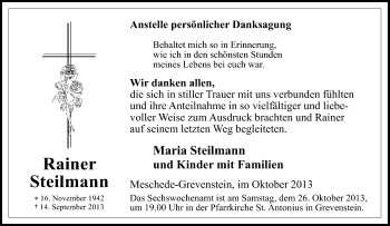 Traueranzeige von Rainer Steilmann von Tageszeitung