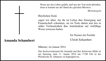 Traueranzeige von Amanda Schambert von Tageszeitung