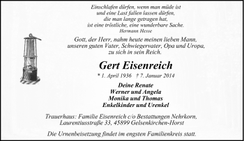 Traueranzeige von Gert Eisenreich von Tageszeitung