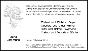 Traueranzeige von Bruno Bergmann von Tageszeitung