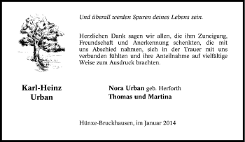 Traueranzeige von Karl-Heinz Urban von Tageszeitung