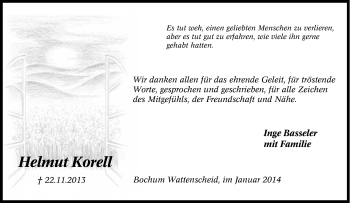 Traueranzeige von Helmut Korell von Tageszeitung