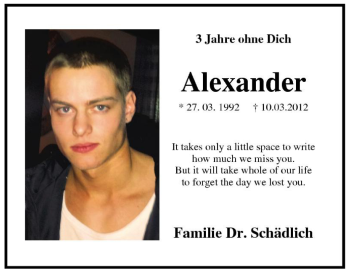 Traueranzeige von Alexander Hannemann von Tageszeitung