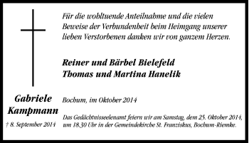 Traueranzeige von Gabriele Kampmann von Tageszeitung