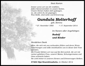Traueranzeige von Gundula Holterhoff von Tageszeitung