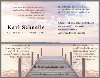 Traueranzeige von Karl Schnelle von Tageszeitung