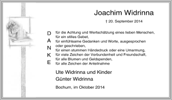 Traueranzeige von Joachim Widrinna von Tageszeitung