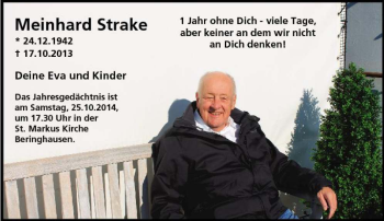 Traueranzeige von Meinhard Strake von Tageszeitung