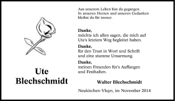 Traueranzeige von Walter Blechschmidt von Tageszeitung