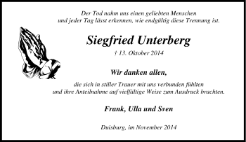 Traueranzeige von Siegfried Unterberg von Tageszeitung