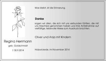 Traueranzeige von Regina Herrmann von Tageszeitung