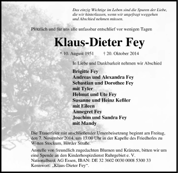 Traueranzeige von Klaus-Dieter Fey von Tageszeitung