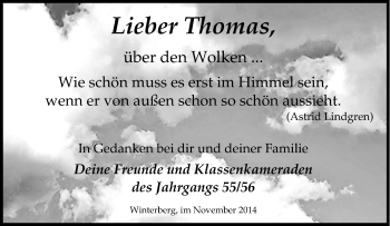 Traueranzeige von Thomas  von Tageszeitung