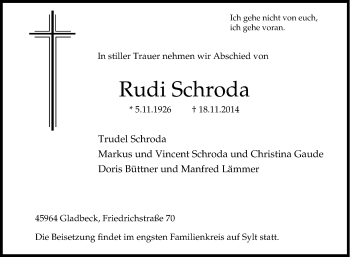 Traueranzeige von Rudi Schroda von Tageszeitung
