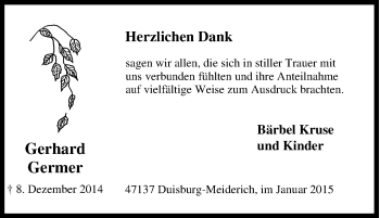 Traueranzeige von Gerhard Germer von Tageszeitung