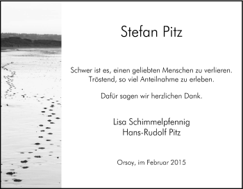 Traueranzeige von Stefan Pitz von Tageszeitung