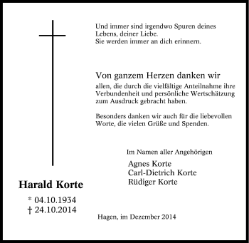 Traueranzeige von Harald Korte von Tageszeitung