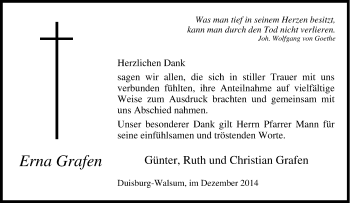Traueranzeige von Erna Grafen von Tageszeitung