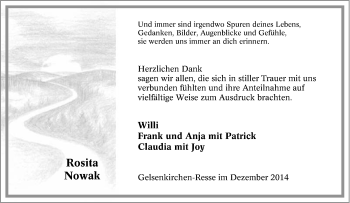 Traueranzeige von Rosita Nowak von Tageszeitung