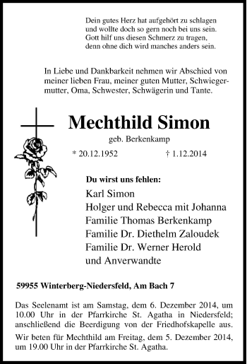 Traueranzeige von Mechthild Simon von Tageszeitung
