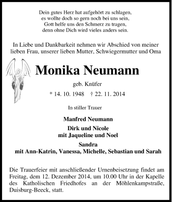 Traueranzeige von Monika Neumann von Tageszeitung
