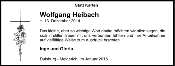 Traueranzeige von Wolfgang Heibach von Tageszeitung
